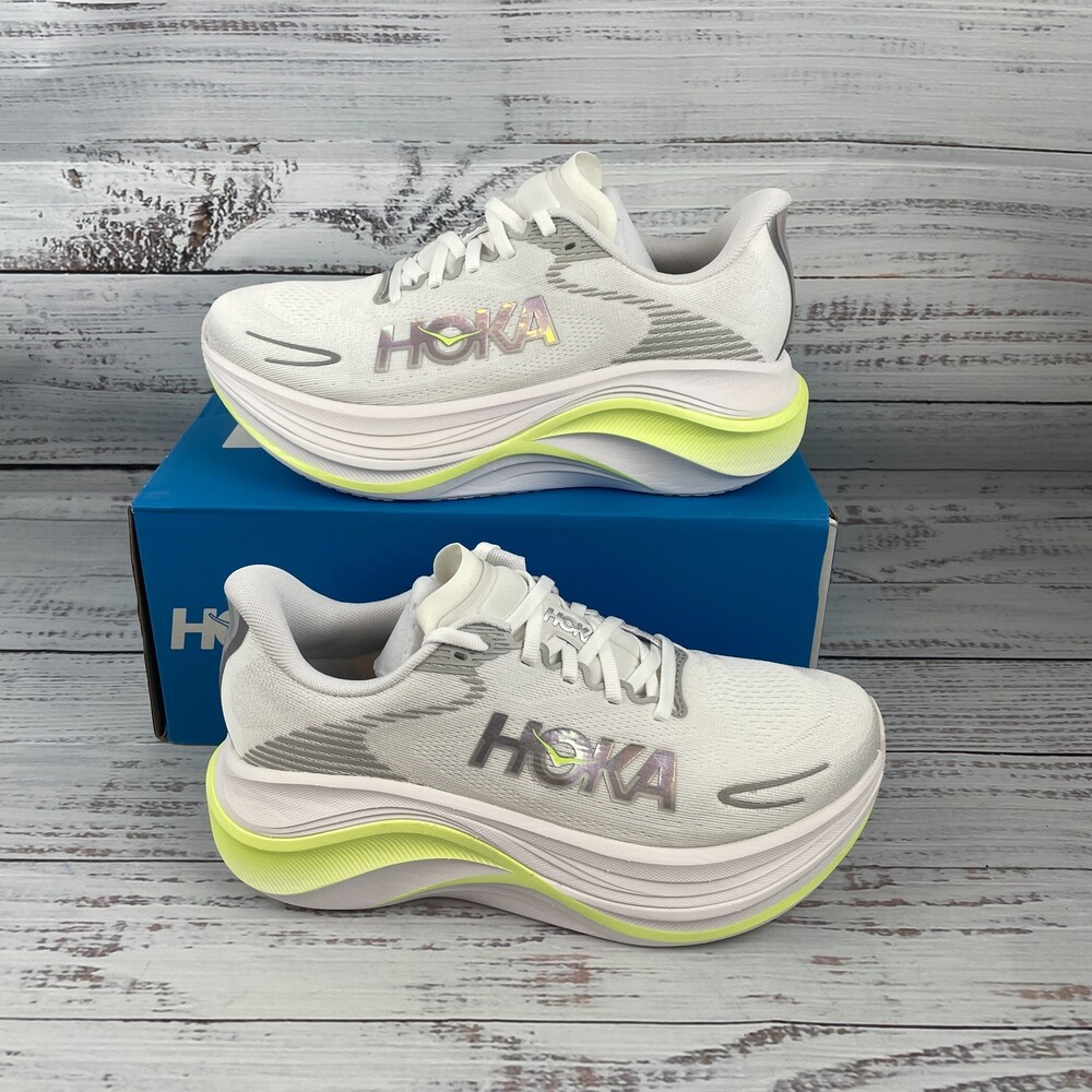 Hoka Skyward X 2 Womens Sz 6.5 B Running Shoes White/Neon Yuzu